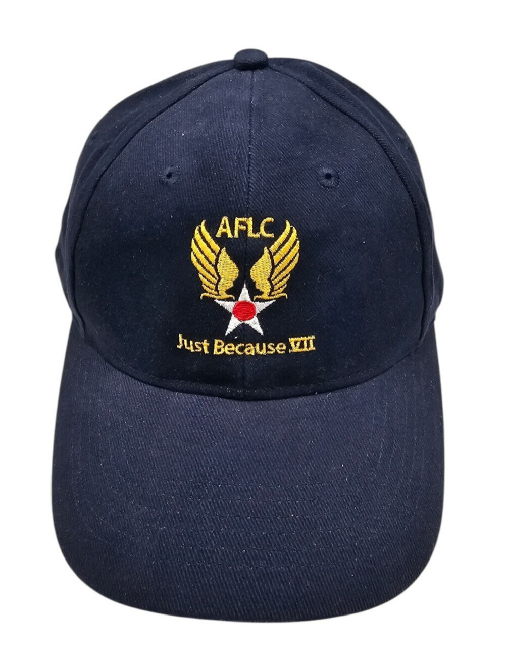 Vintage Y2K AFLC Strapback Baseball Hat Cap Navy Blue Embroidered
